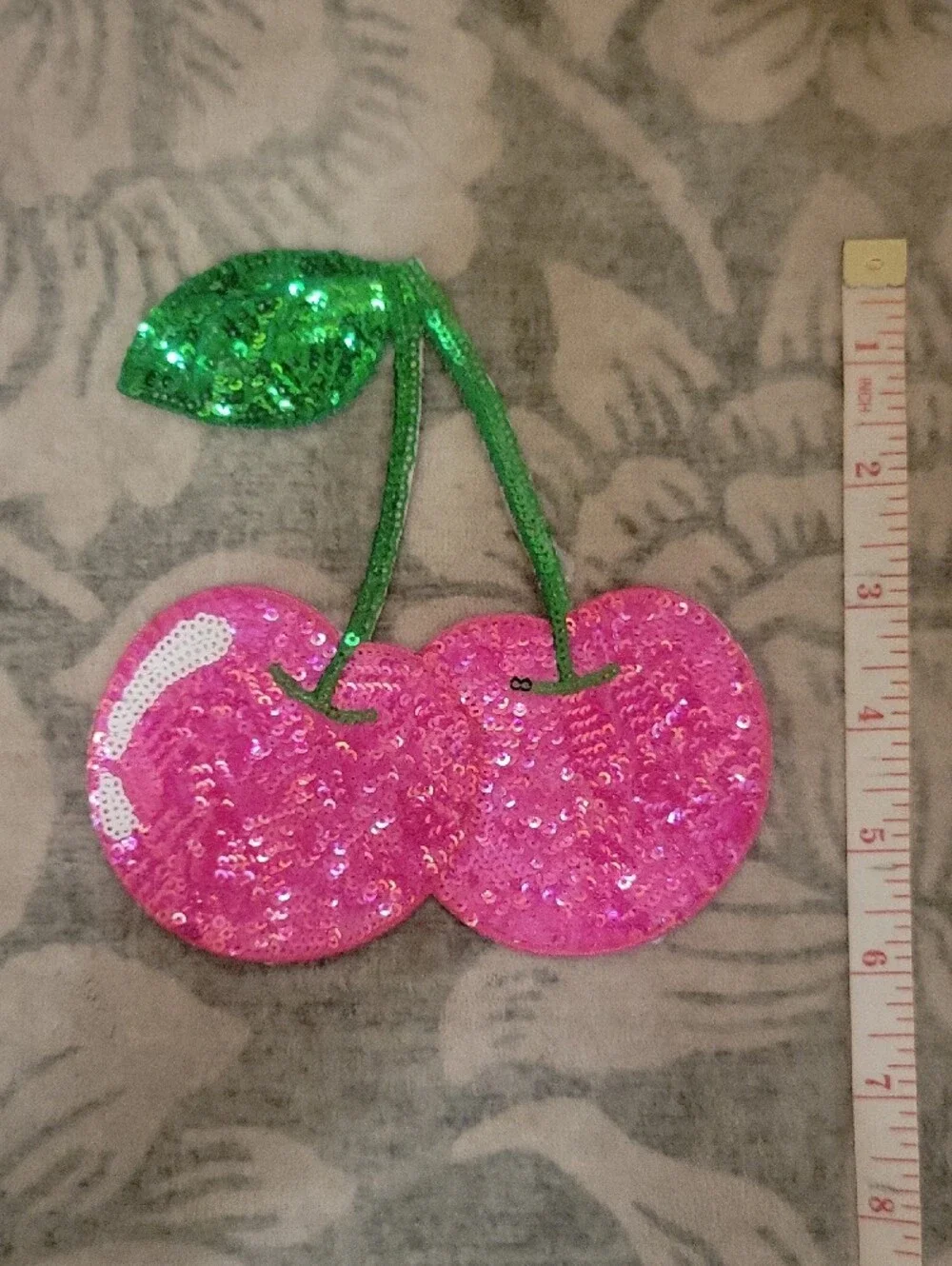 Sequin Cherry Patch- Pink & Green